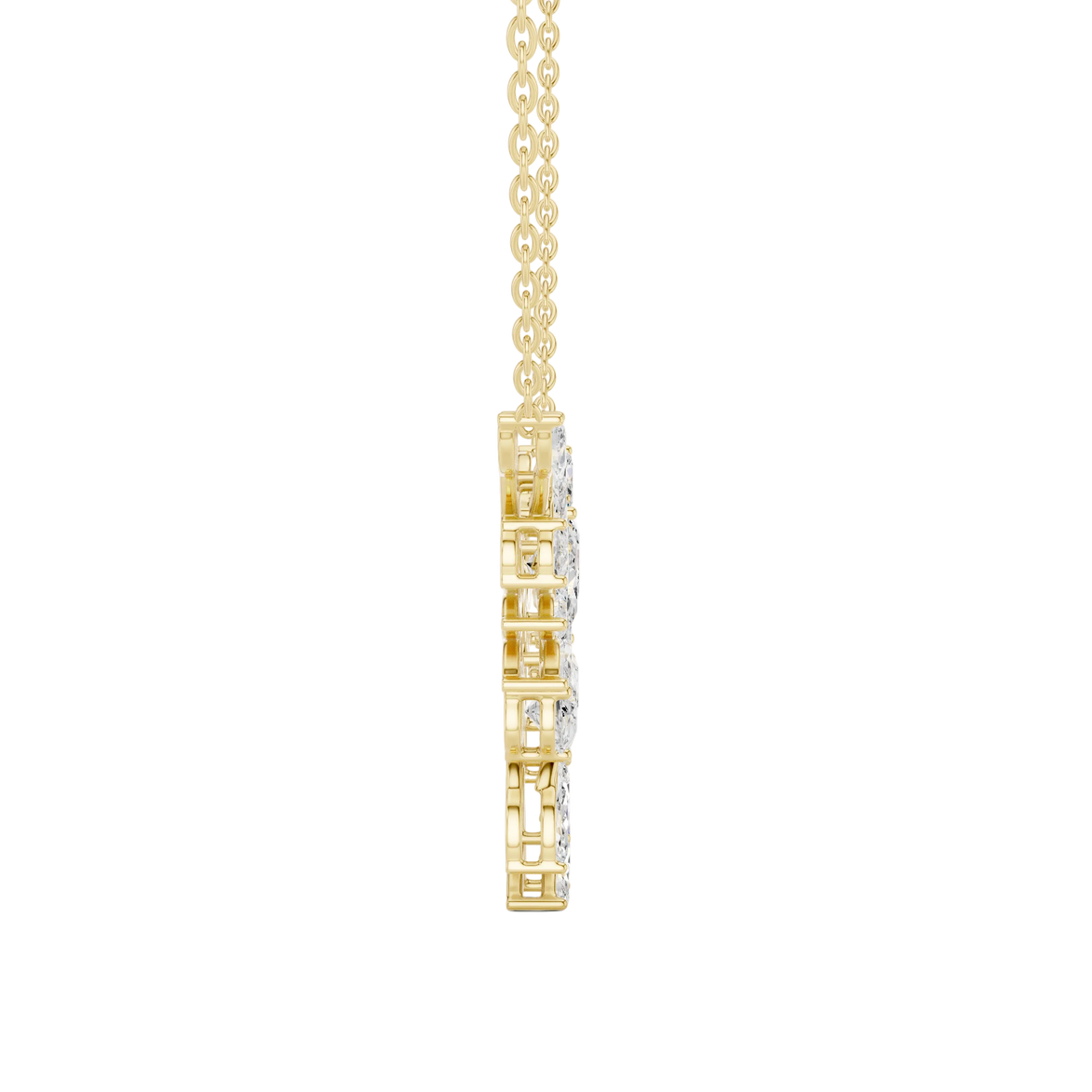 Nature inspired diamond pendant in gold with marquise and pear cut lab grown diamonds by Signora Jewels