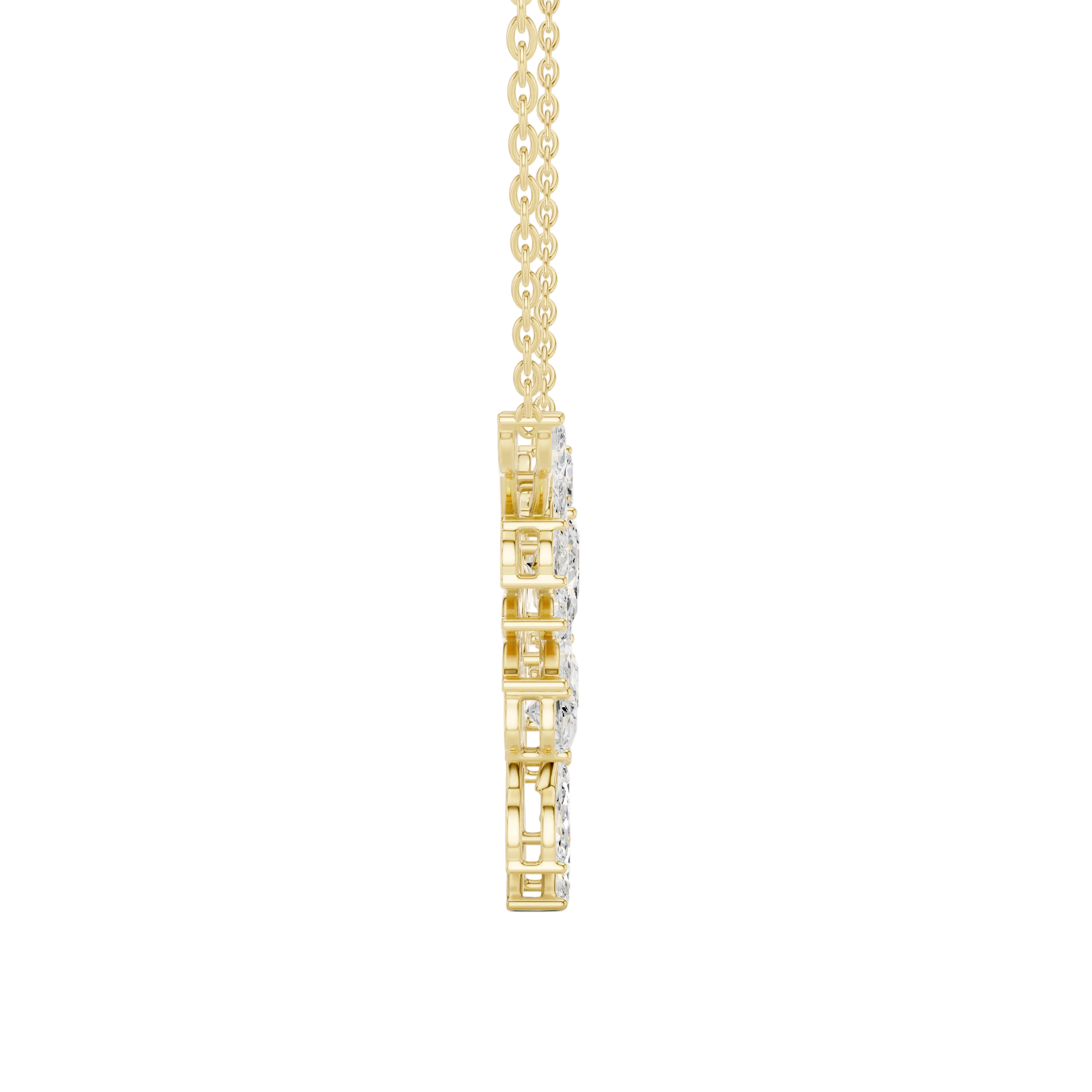 Nature inspired diamond pendant in gold with marquise and pear cut lab grown diamonds by Signora Jewels