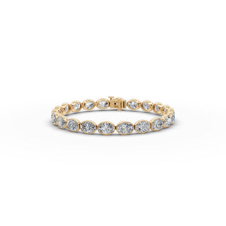 15.4 ct Oval Lab Grown Diamond Tennis Bracelet in yellow gold, front view