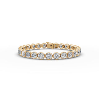 15.4 ct Round Lab Grown Diamond Tennis Bracelet in yellow gold, front view
