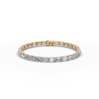 15.5 ct Emerald Lab Grown Diamond Tennis Bracelet in yellow gold, front view