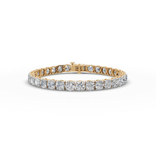 15.98 ct Round Lab Grown Diamond Tennis Bracelet in yellow gold, front view