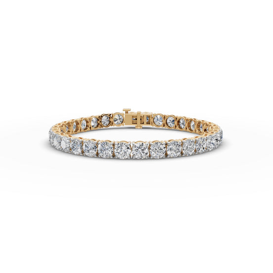 15.98 ct Round Lab Grown Diamond Tennis Bracelet in yellow gold, front view