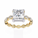 Princess Cut Diamond Ring with Marquise Side Stones