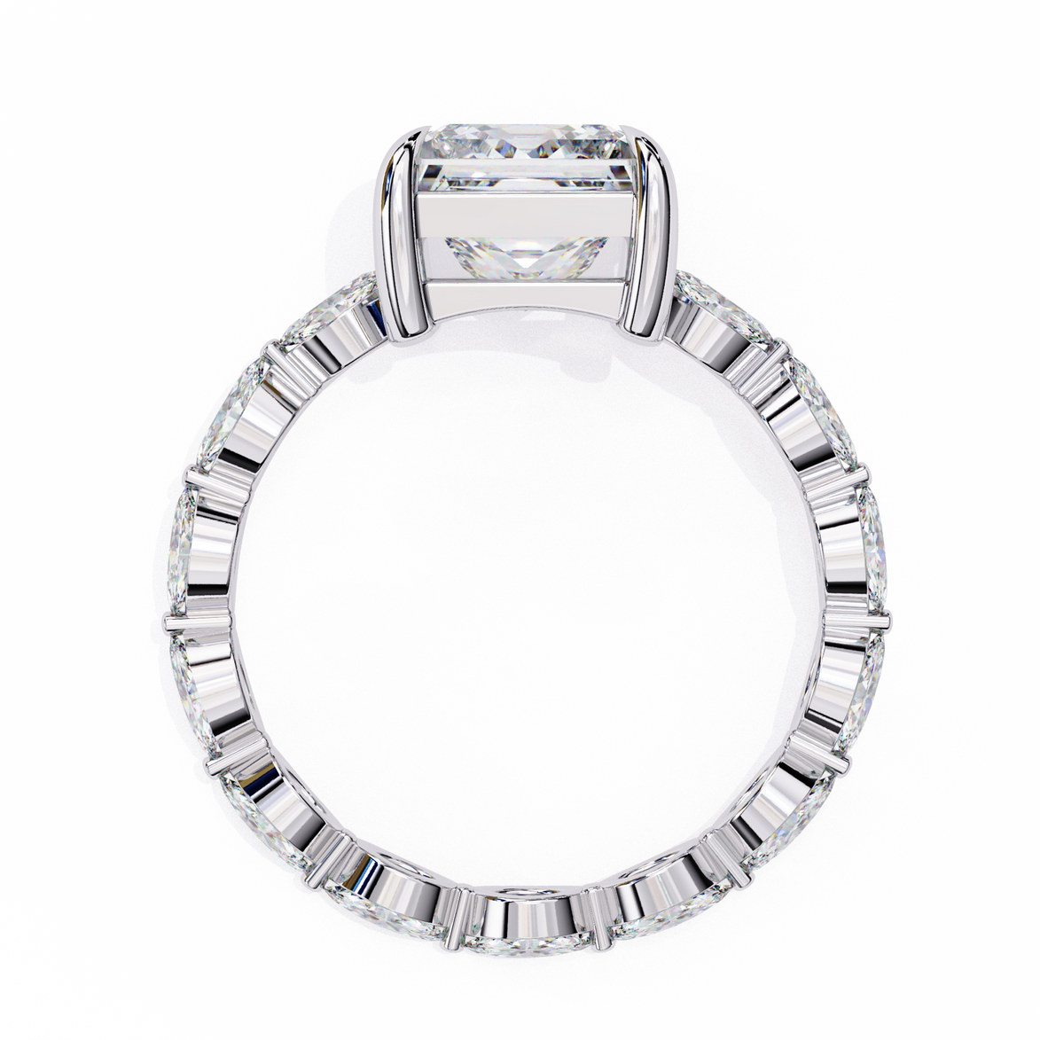 Princess Cut Diamond Ring with Marquise Side Stones