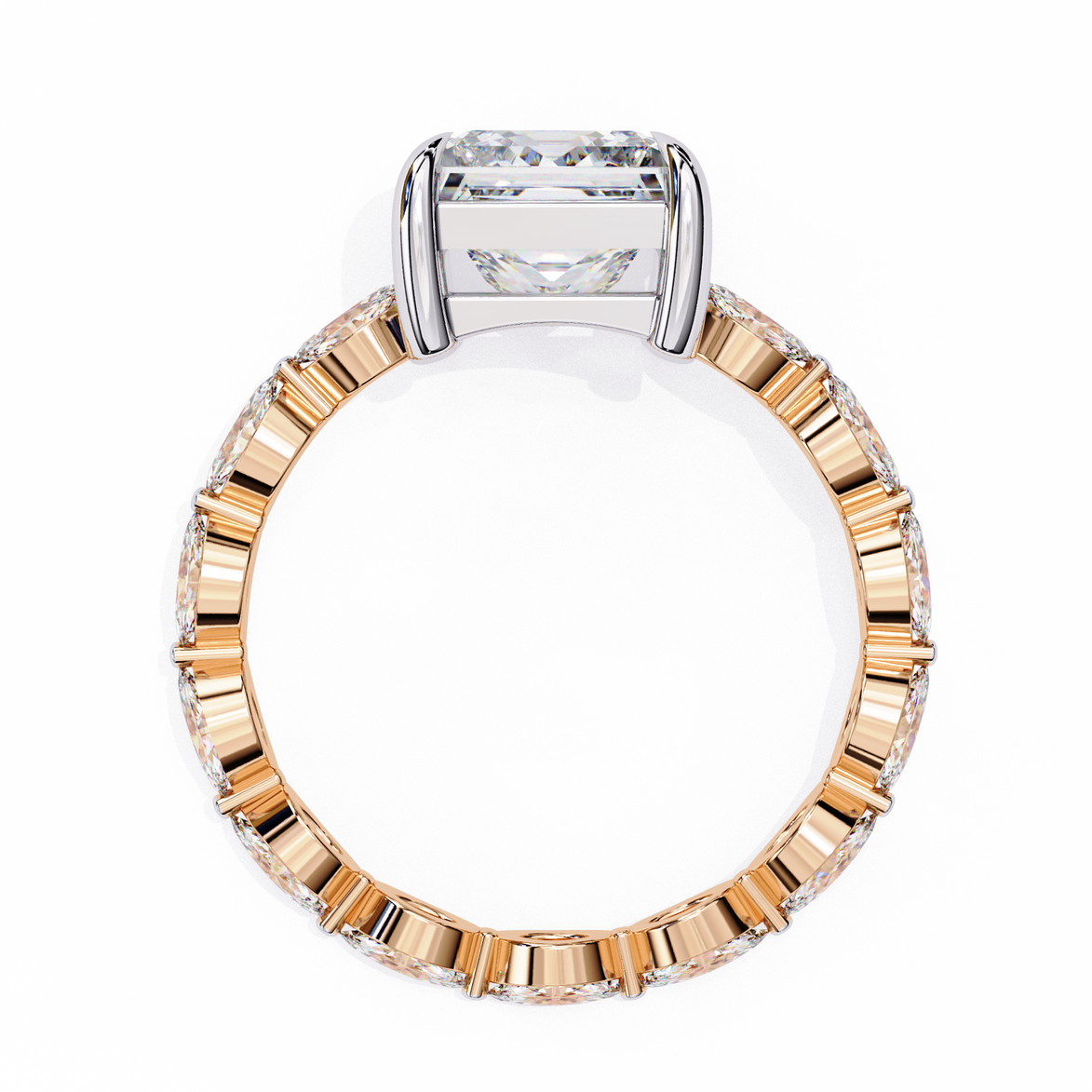 Princess Cut Diamond Ring with Marquise Side Stones