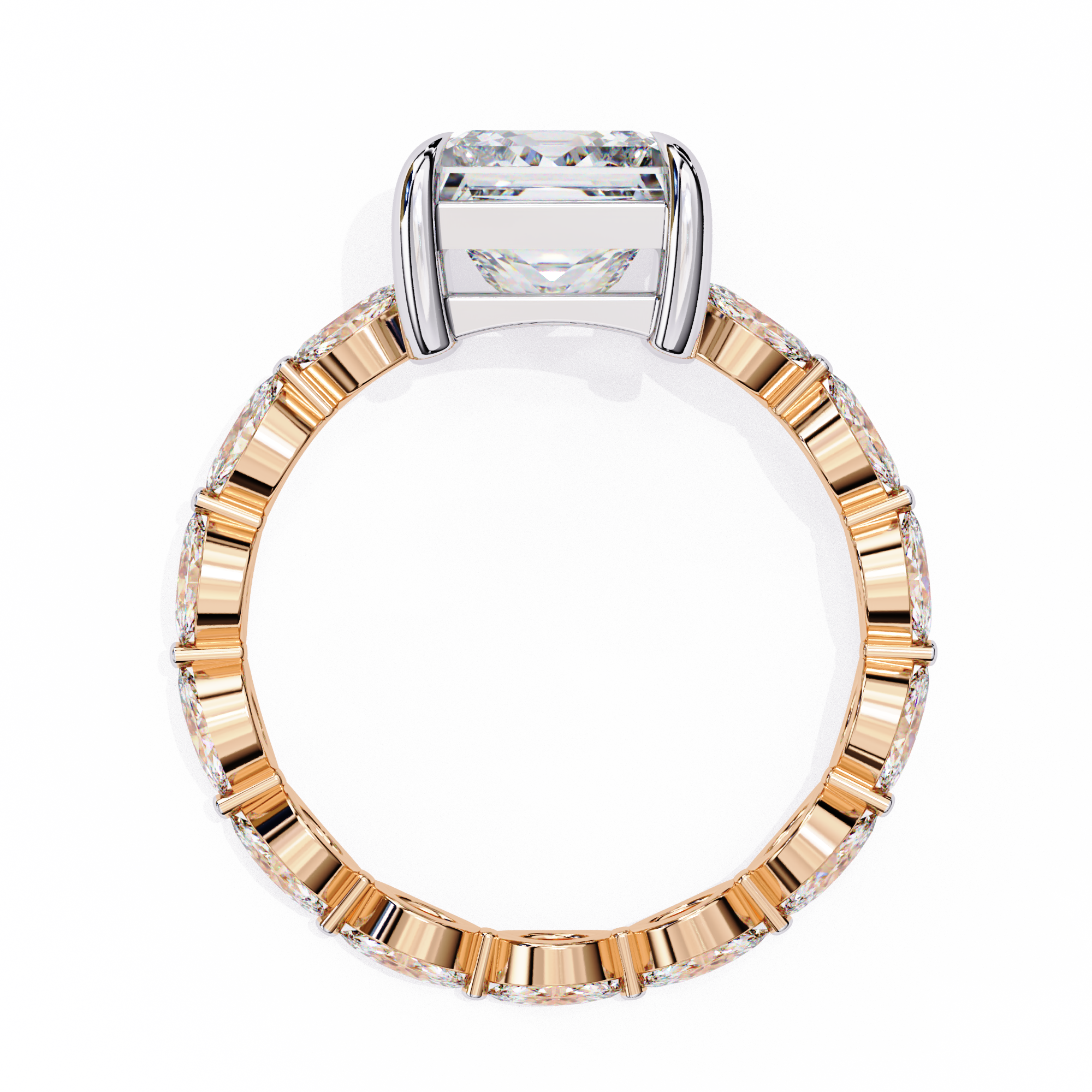 Princess Cut Diamond Ring with Marquise Side Stones