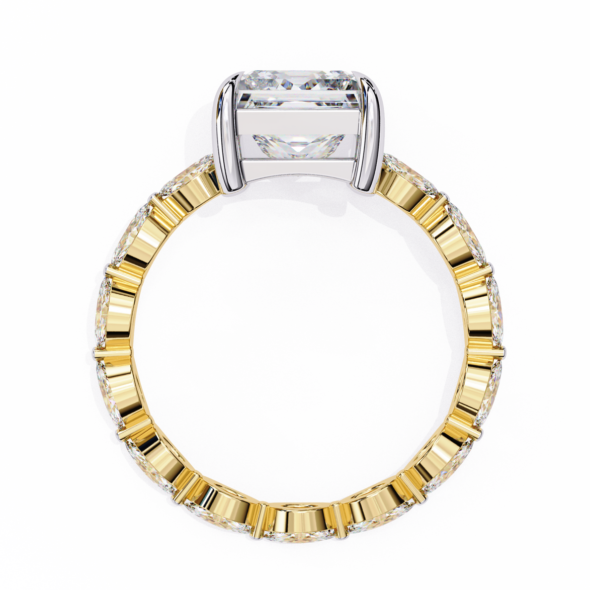 Princess Cut Diamond Ring with Marquise Side Stones