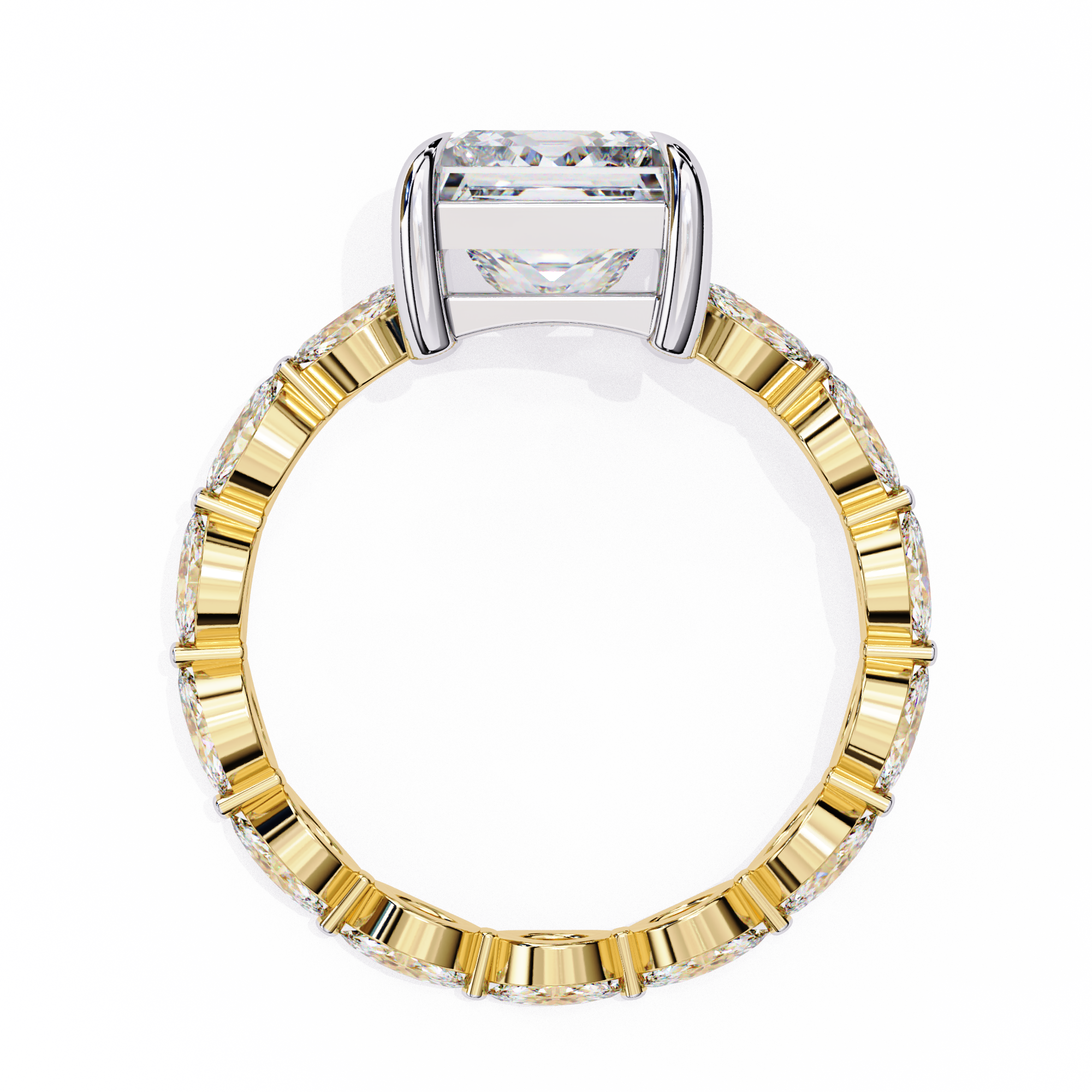 Princess Cut Diamond Ring with Marquise Side Stones