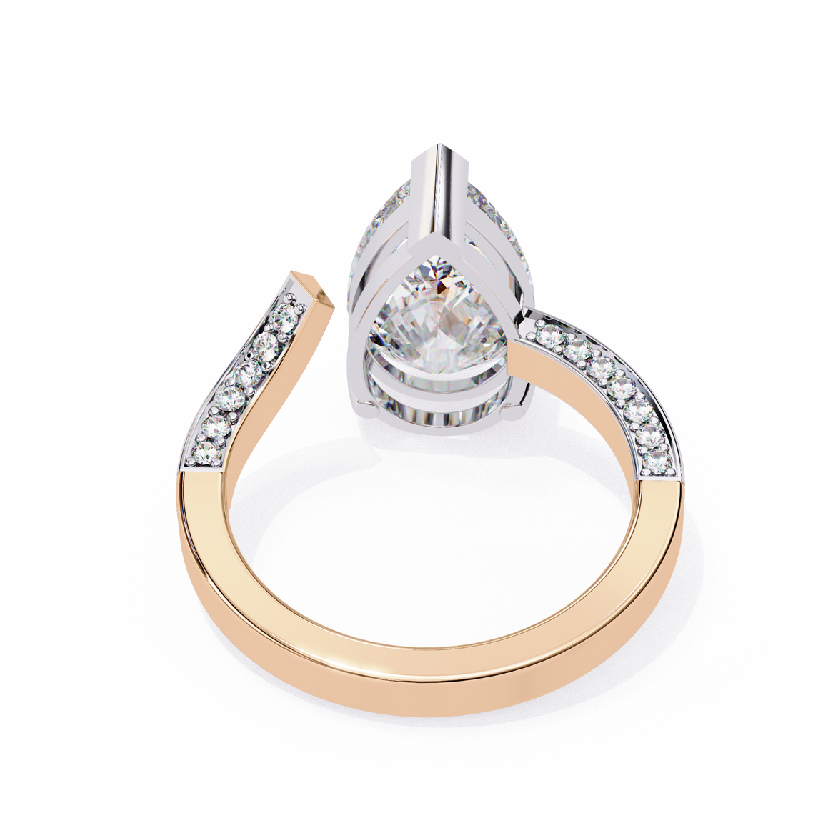 Pear Diamond Ring with Split Shank Pavé Band