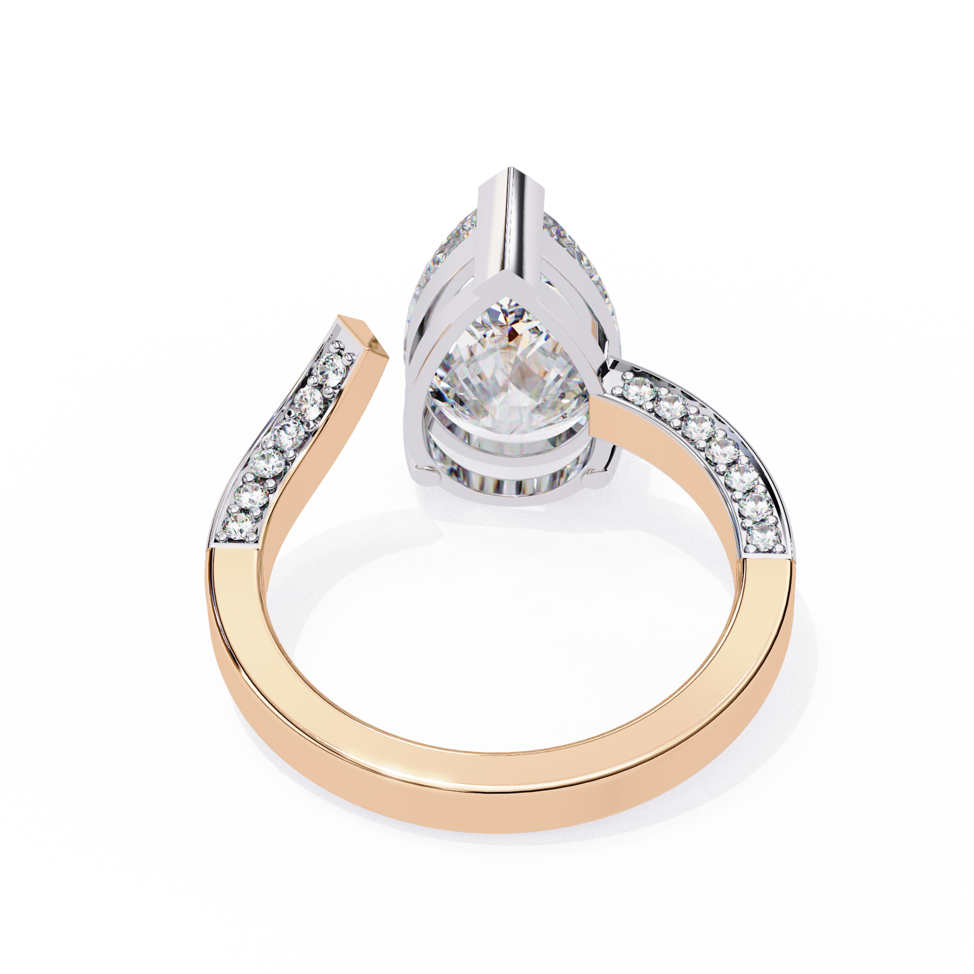 Pear Diamond Ring with Split Shank Pavé Band