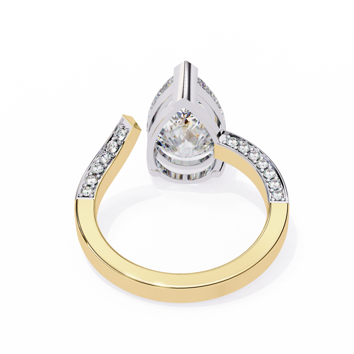 Pear Diamond Ring with Split Shank Pavé Band