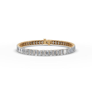 16.2 ct Emerald Lab Grown Diamond Tennis Bracelet in yellow gold, front view