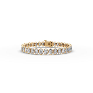 16.2 ct Oval Lab Grown Diamond Tennis Bracelet in yellow gold, front view