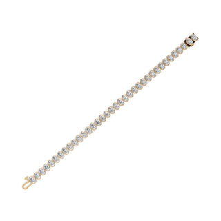 16.2 ct Oval Lab Grown Diamond Tennis Bracelet in yellow gold, view 2