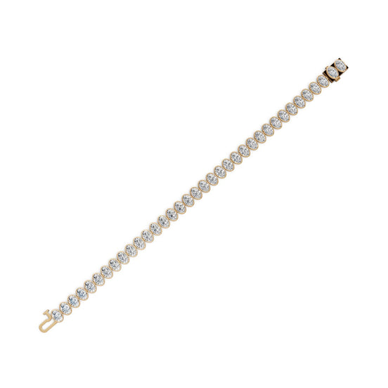 16.2 ct Oval Lab Grown Diamond Tennis Bracelet in yellow gold, view 2