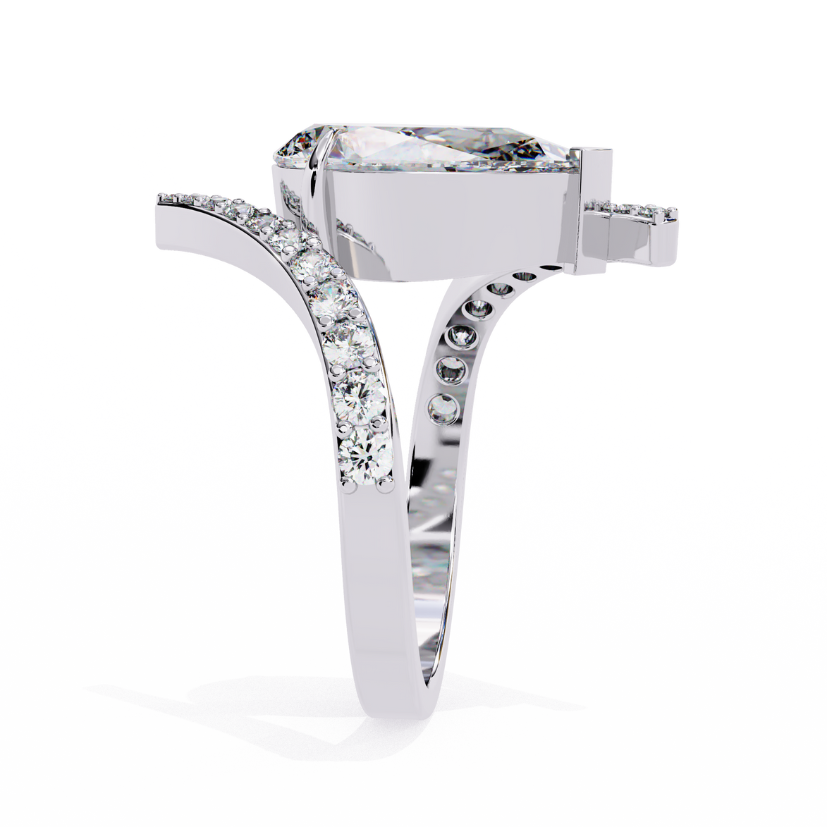 Pear Diamond Bypass Pavé Ring