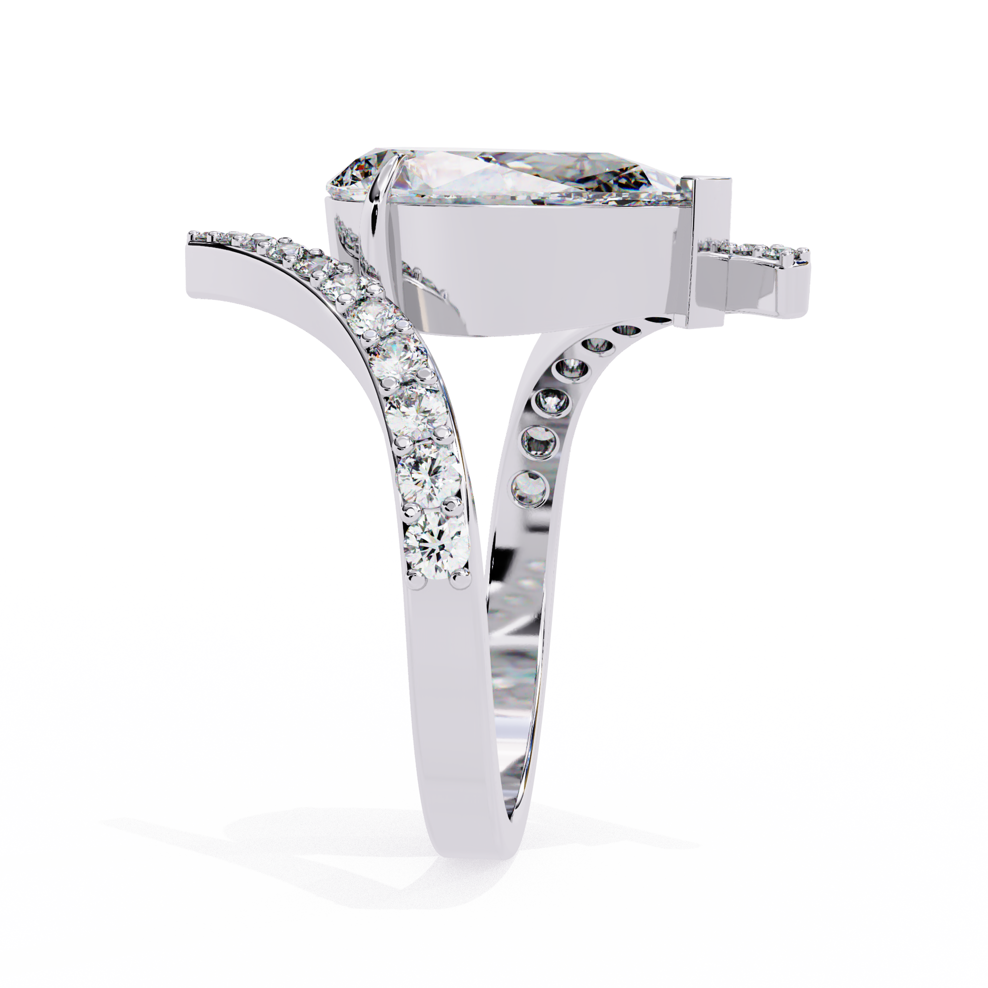 Pear Diamond Bypass Pavé Ring