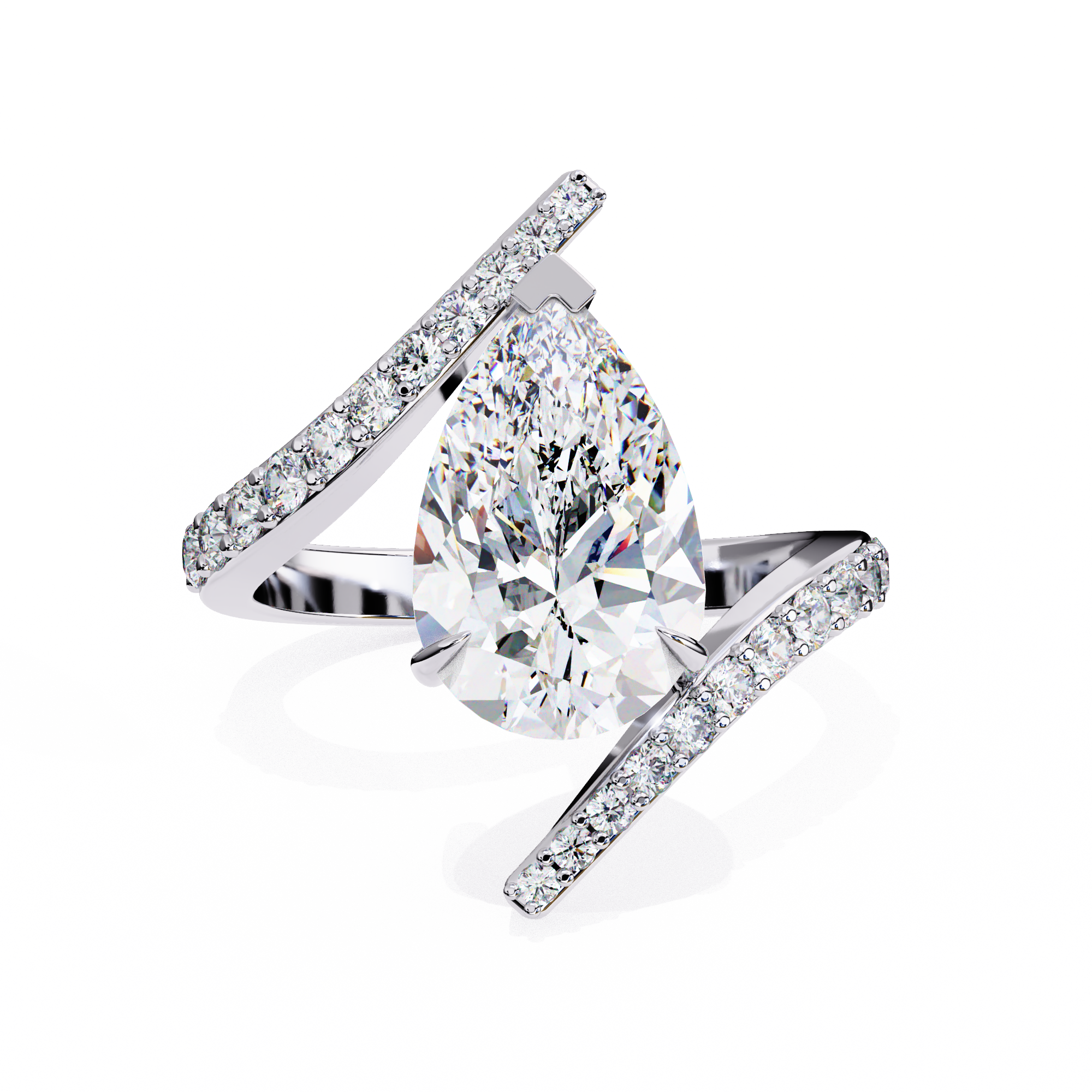 Pear Diamond Bypass Pavé Ring
