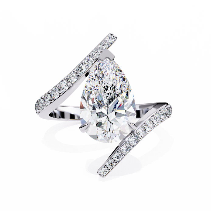 Pear Diamond Bypass Pavé Ring