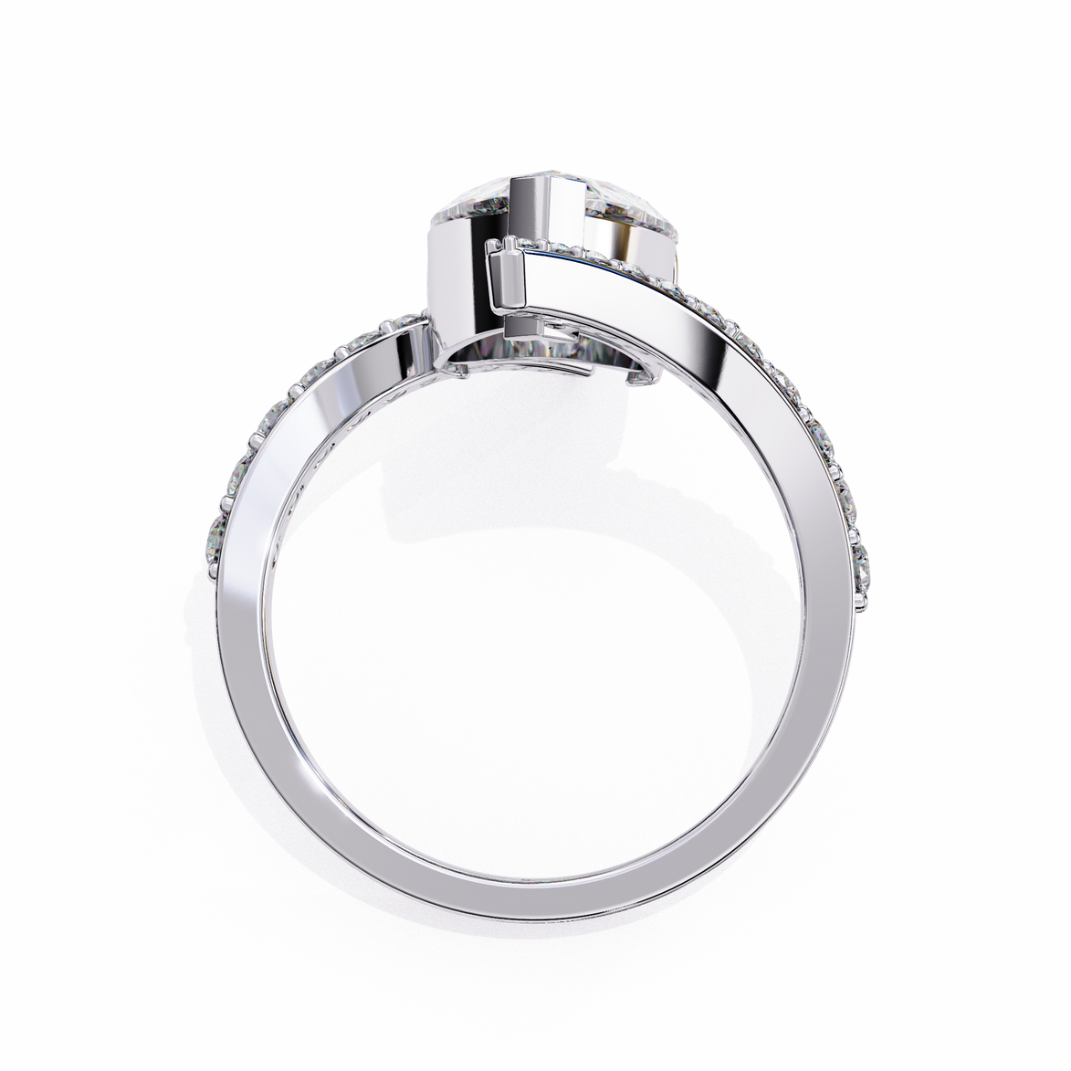 Pear Diamond Bypass Pavé Ring