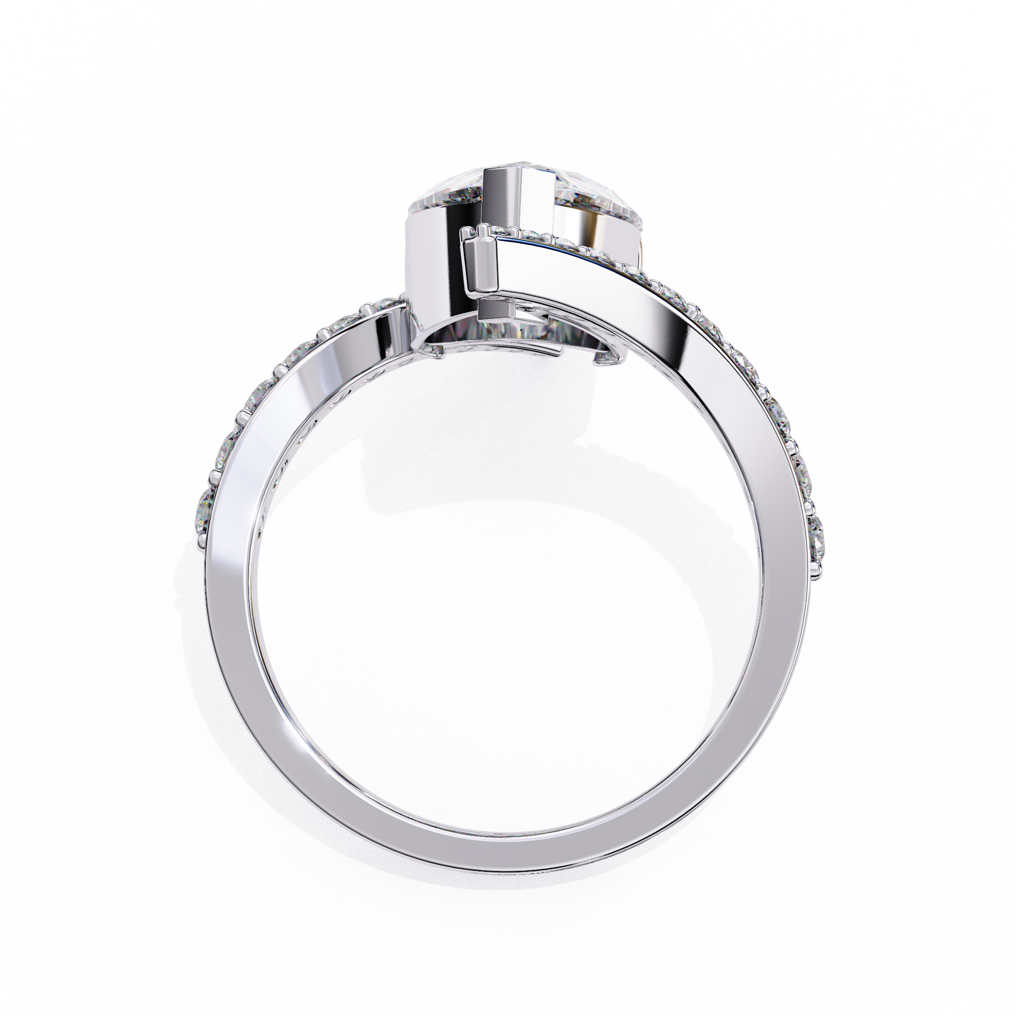 Pear Diamond Bypass Pavé Ring