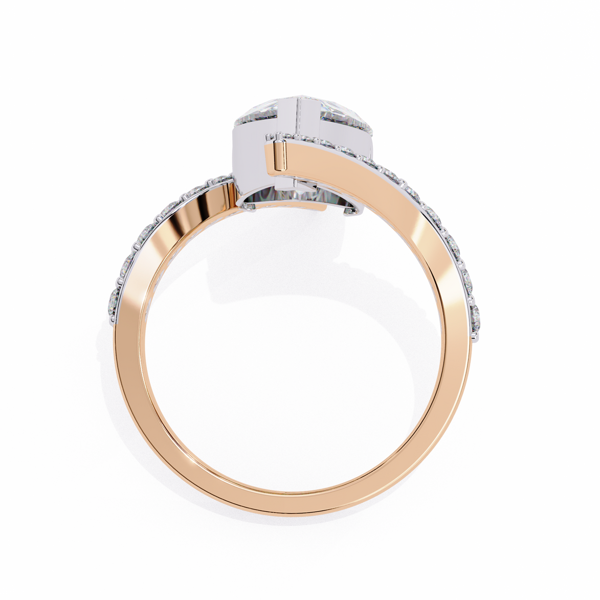 Pear Diamond Bypass Pavé Ring