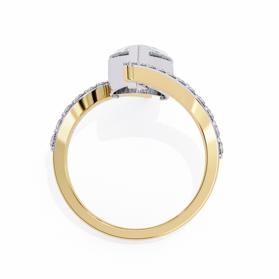 Pear Diamond Bypass Pavé Ring