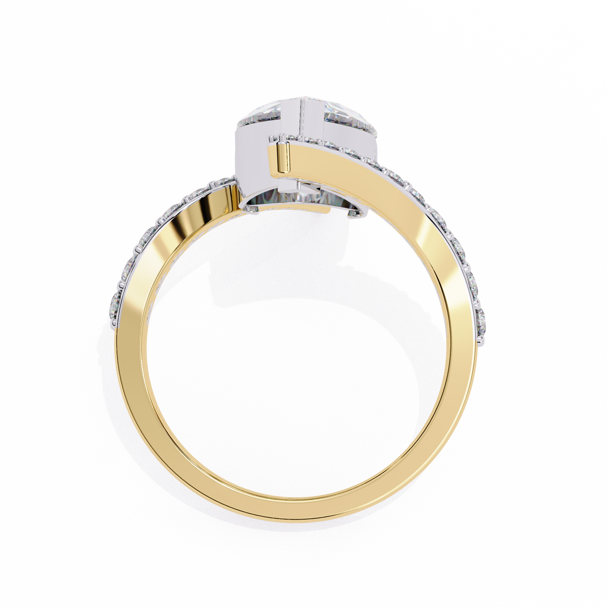 Pear Diamond Bypass Pavé Ring