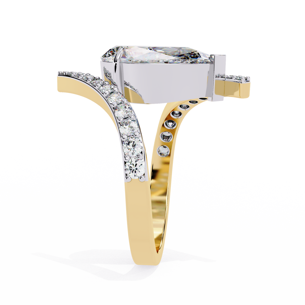 Pear Diamond Bypass Pavé Ring