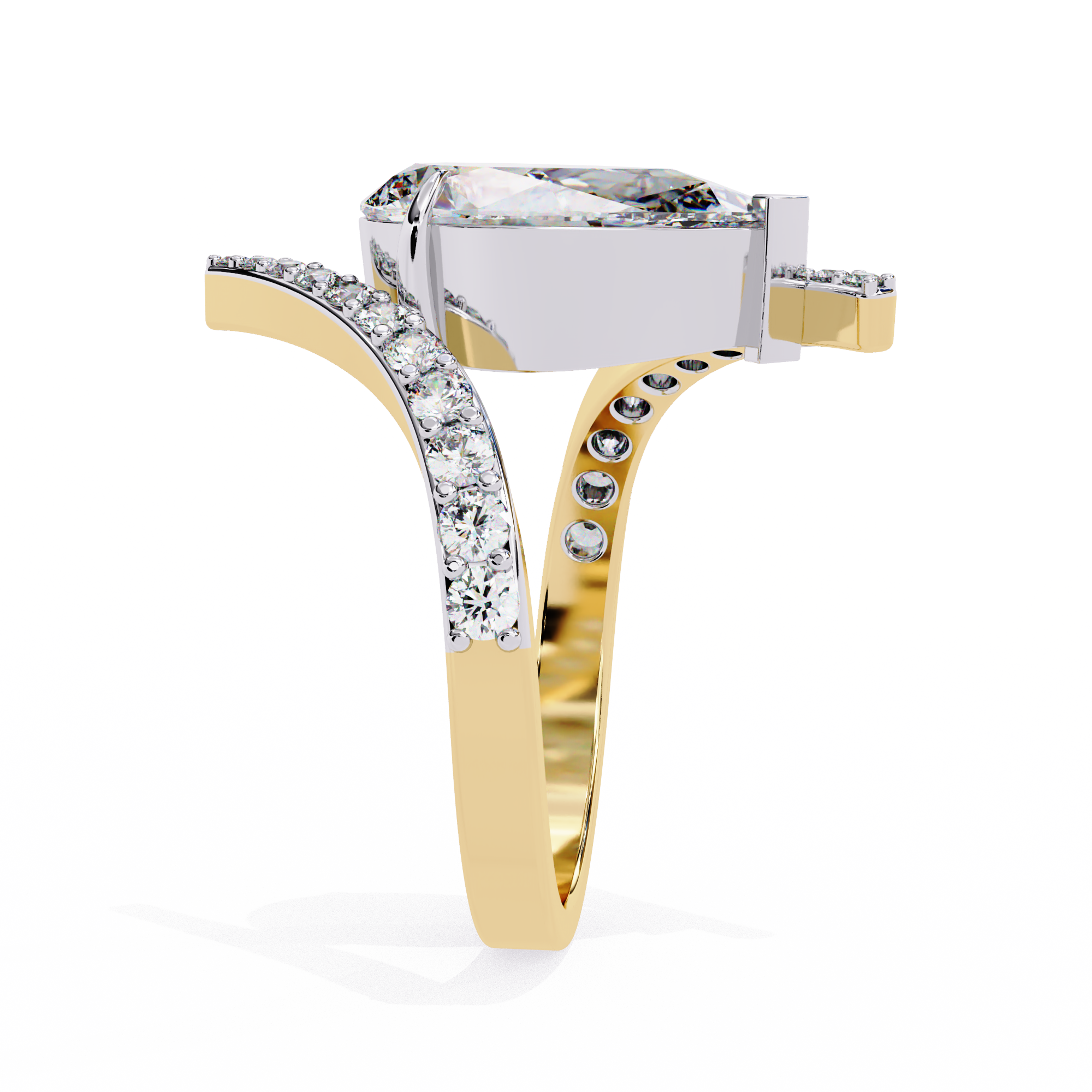 Pear Diamond Bypass Pavé Ring