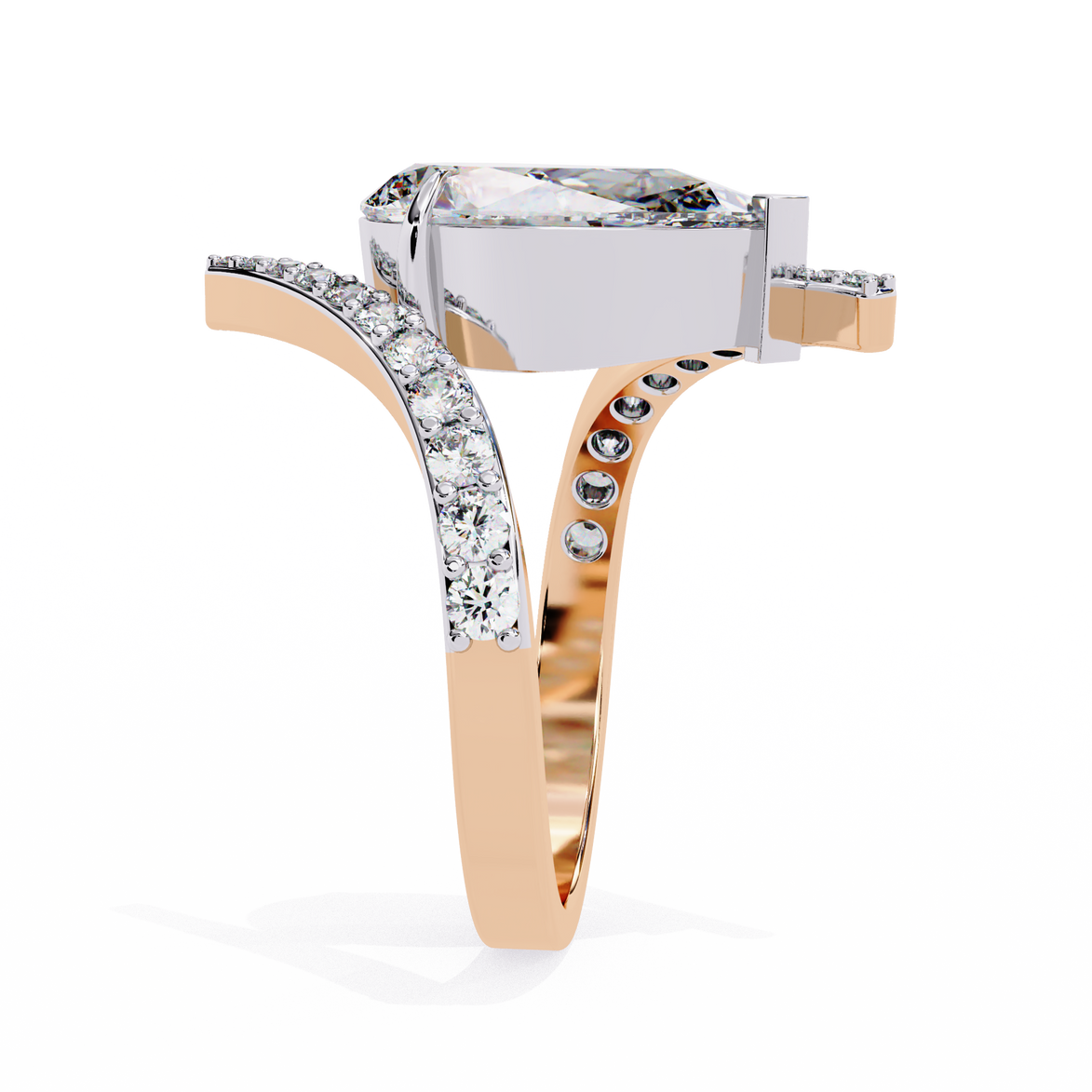 Pear Diamond Bypass Pavé Ring