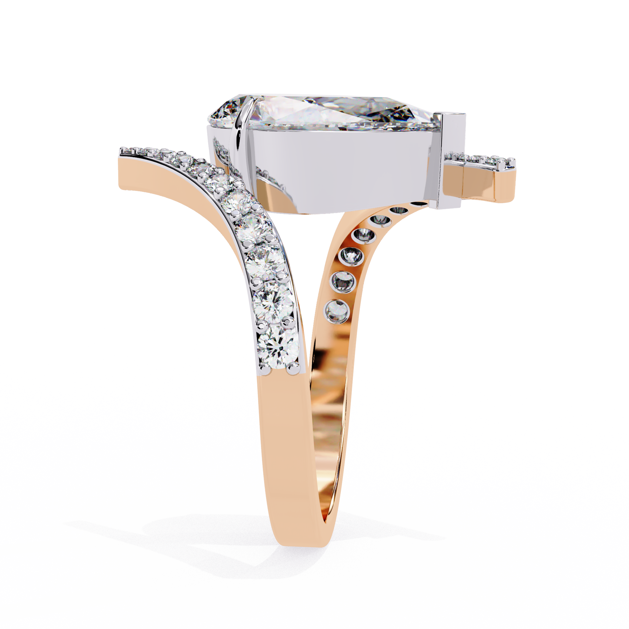 Pear Diamond Bypass Pavé Ring