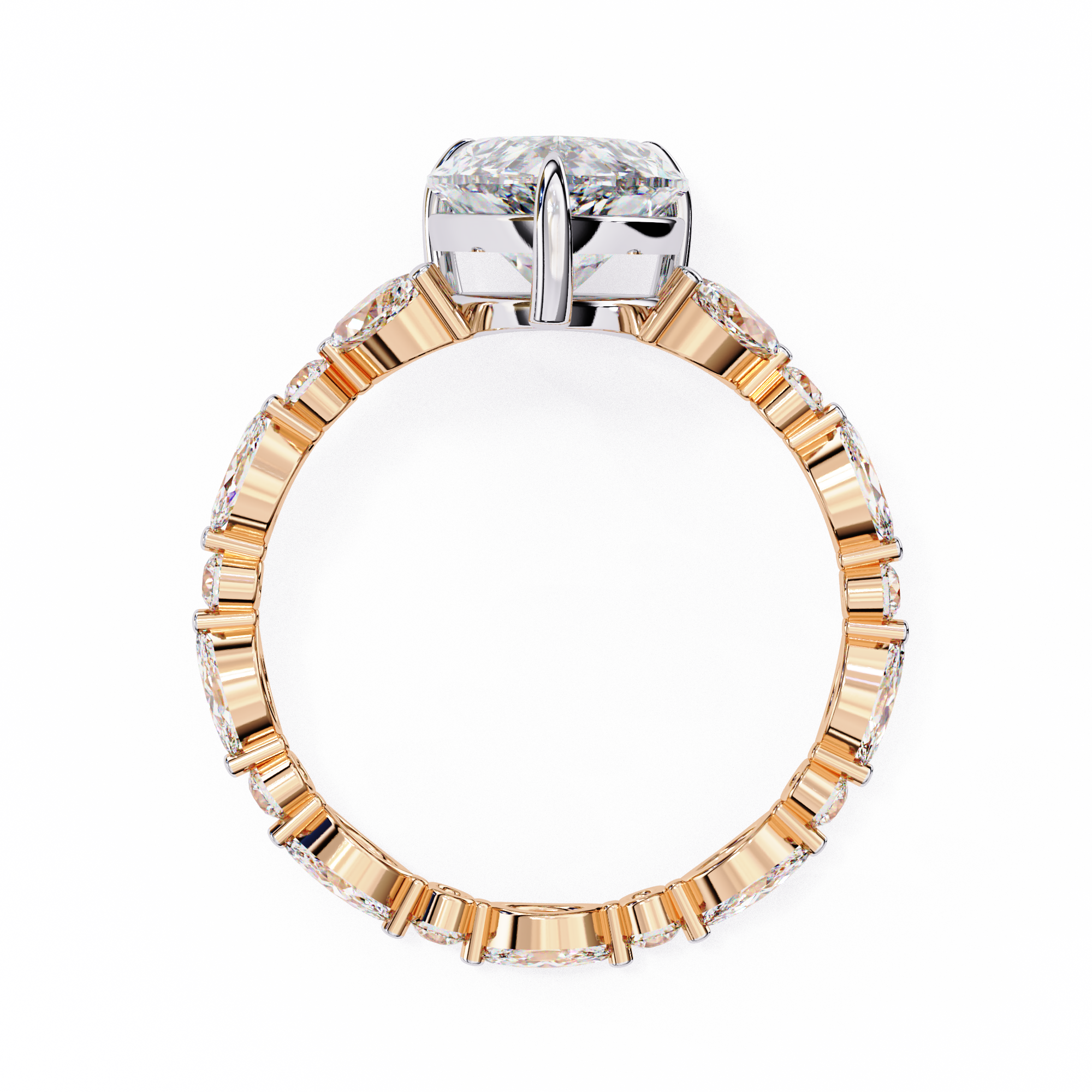 Pear Diamond Ring with Marquise Side Stones