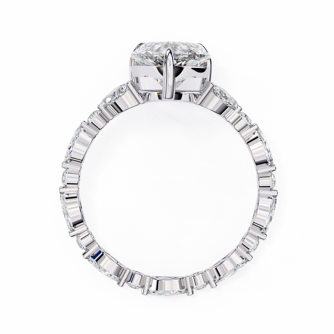 Pear Diamond Ring with Marquise Side Stones