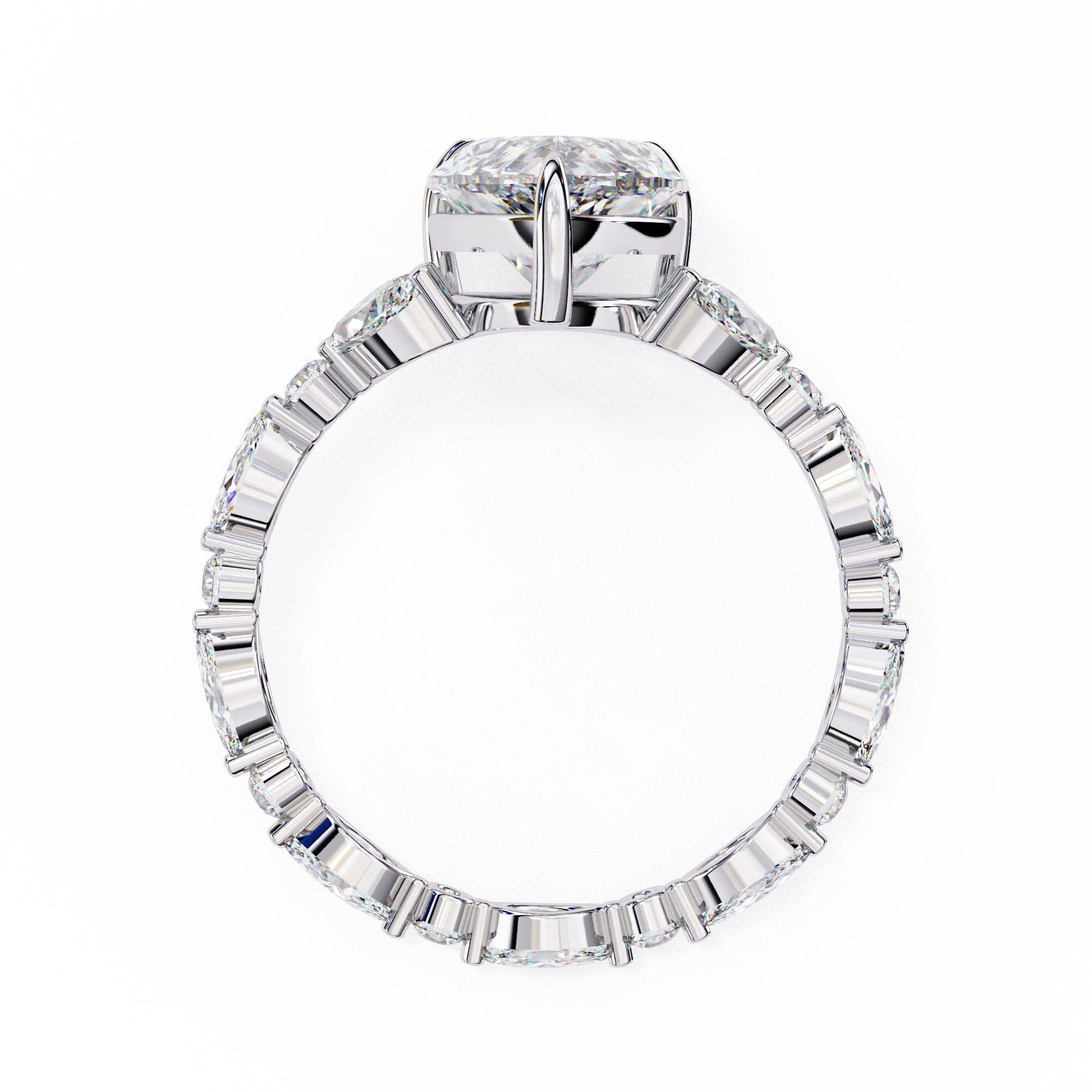 Pear Diamond Ring with Marquise Side Stones