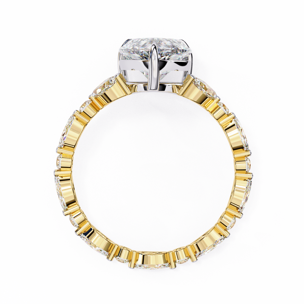 Pear Diamond Ring with Marquise Side Stones