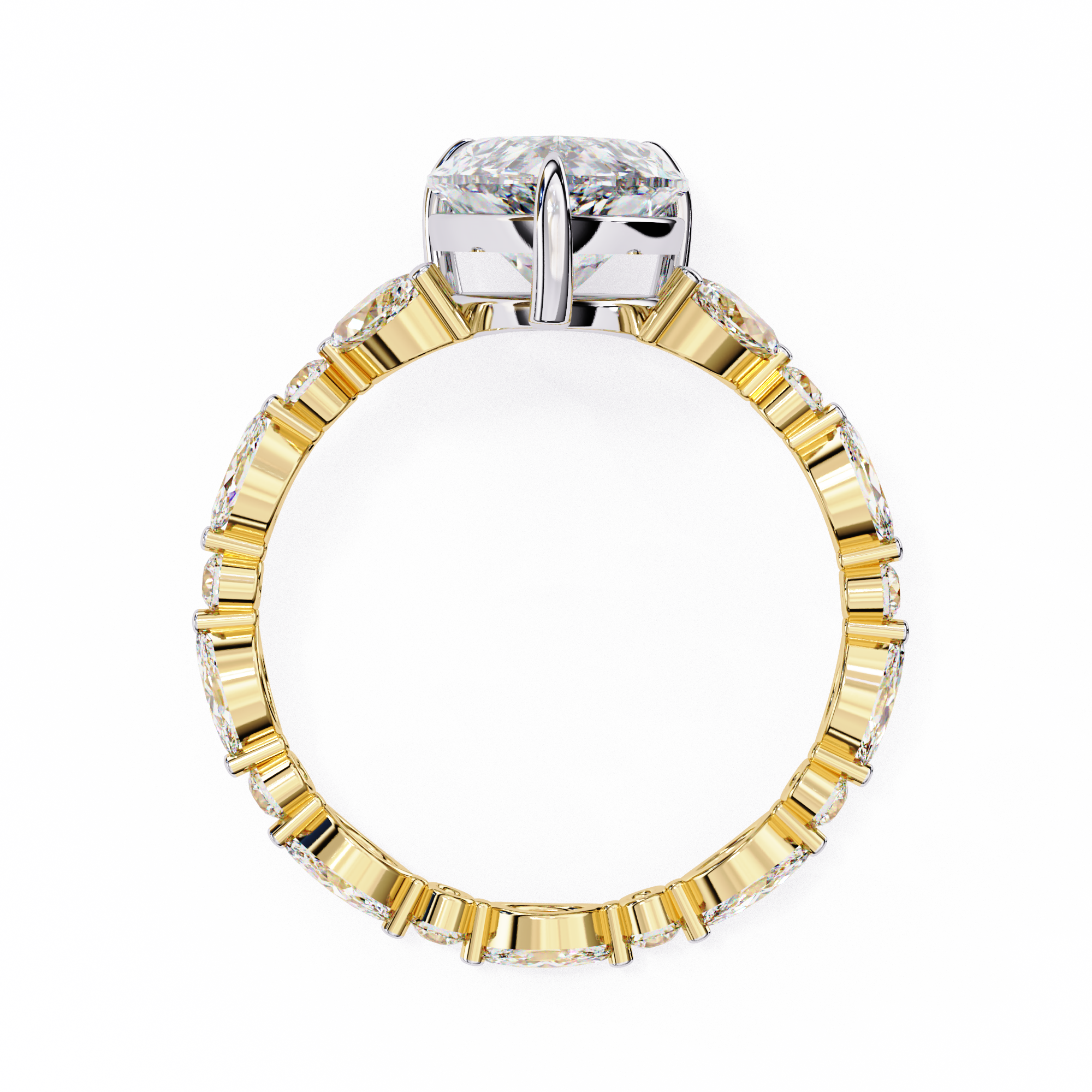 Pear Diamond Ring with Marquise Side Stones