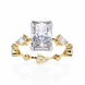 Radiant Diamond Ring with Pear Side Stones