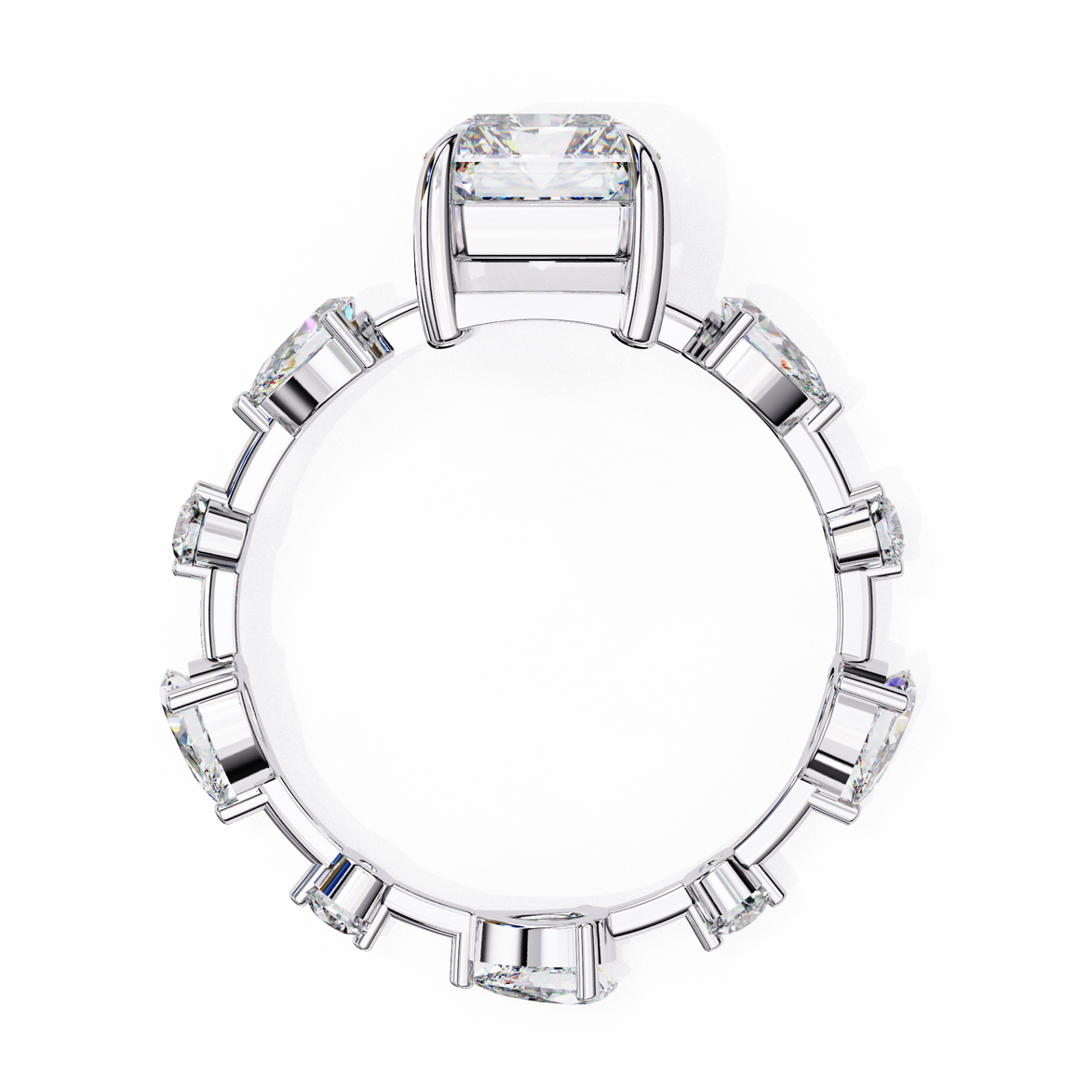 Radiant Diamond Ring with Pear Side Stones