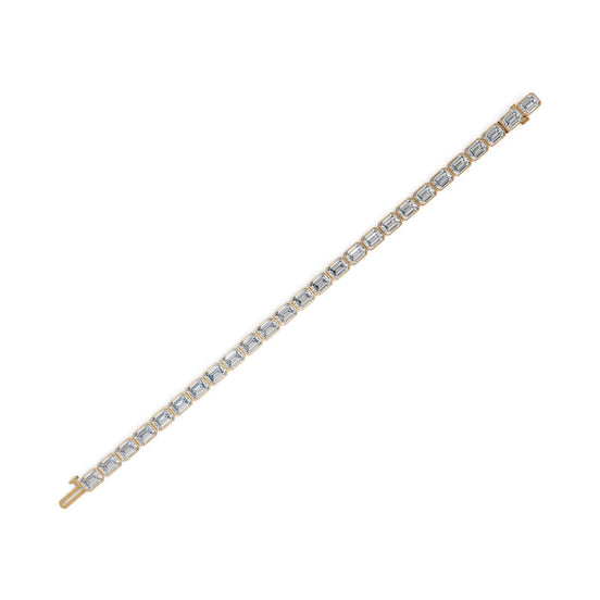 18.2 ct Emerald Lab Grown Diamond Tennis Bracelet in yellow gold, view 2