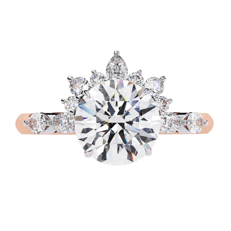 Round Lab Grown Diamond Tiara Halo Engagement Ring