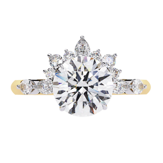 round diamond tiara halo ring in yellow gold