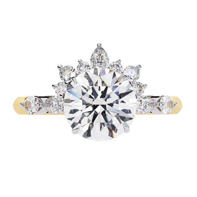 round diamond tiara halo ring in yellow gold