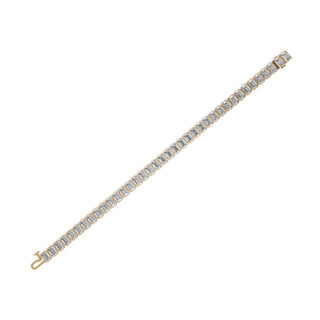 19 ct Emerald Lab Grown Diamond Tennis Bracelet in yellow gold, view 2