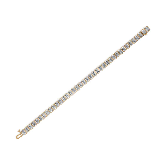 19 ct Emerald Lab Grown Diamond Tennis Bracelet in yellow gold, view 2