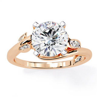 round diamond vine engagement ring in rose gold
