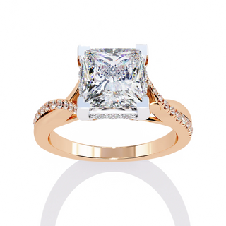 princess hidden halo engagement ring in rose gold
