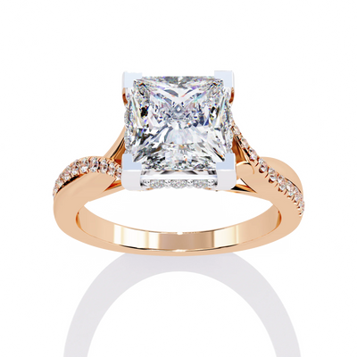 princess hidden halo engagement ring in rose gold
