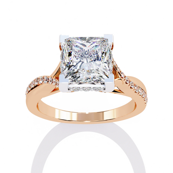princess hidden halo engagement ring in rose gold
